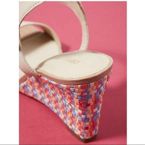 🆕NIB multicolored raffia wedge leather sandals - Picture 4 of 8